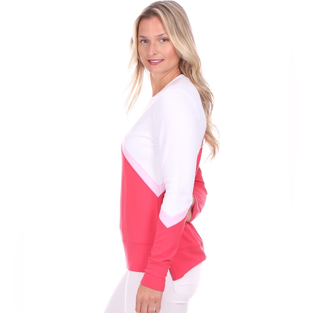 Duffield Lane London Sweatshirt Pink Colorblock Large Preppy Coastal - Picture 2 of 7